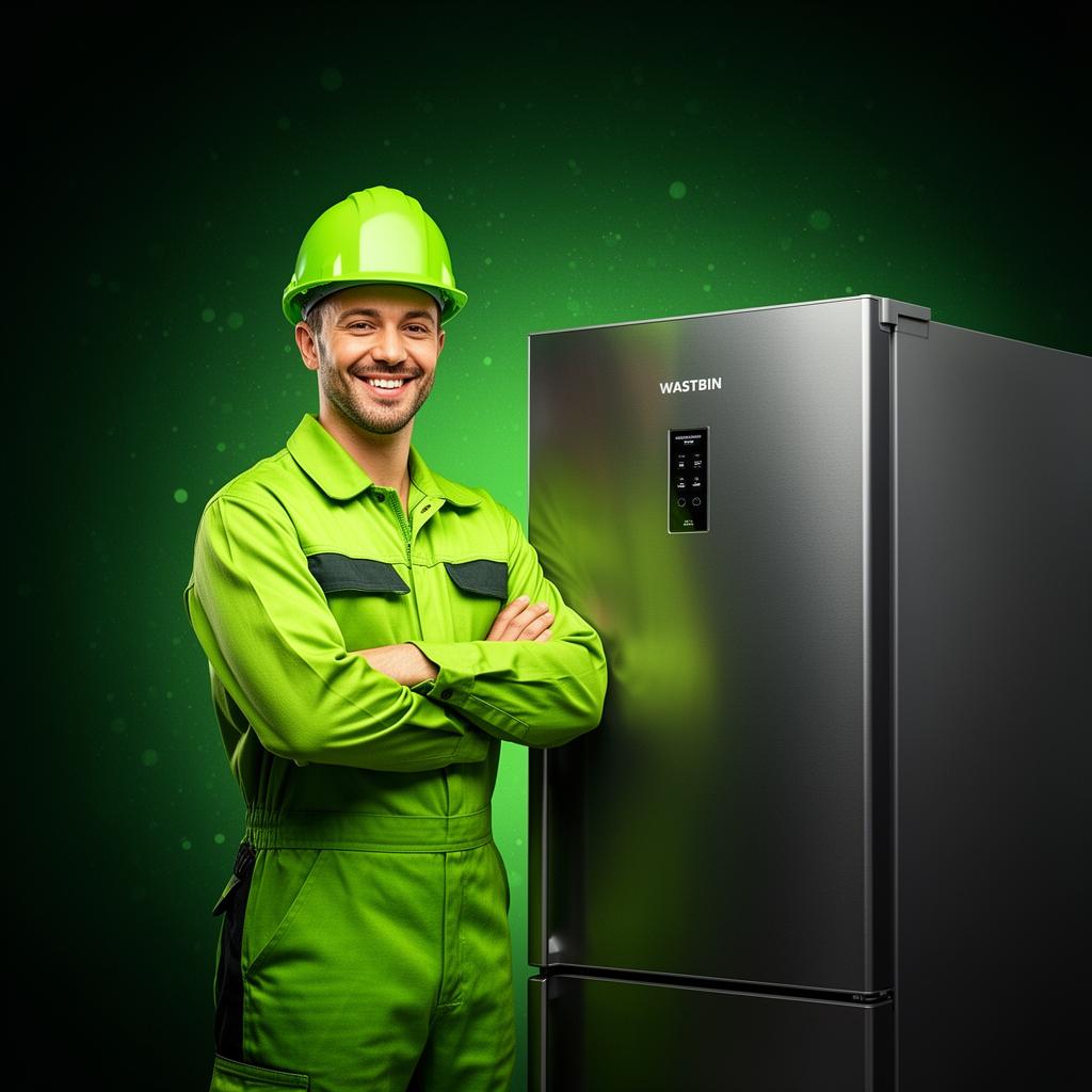 Refrigerator repair technician working in Garland TX kitchen